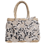 Safari Lace, Woven Tote with Animal Print  Embroidery