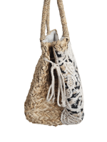 Safari Lace, Woven Tote with Animal Print  Embroidery - Image 3