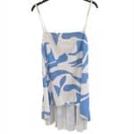 Chic Blue and White Slip Dress with Flowy Hem