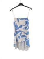 Chic Blue and White Slip Dress with Flowy Hem