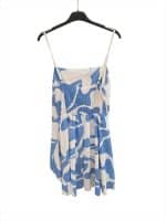 Chic Blue and White Slip Dress with Flowy Hem - Image 3