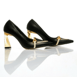 Chic Black Professional Heels with Metallic Detail