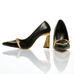 Chic Black Professional Heels with Metallic Detail - Image 2