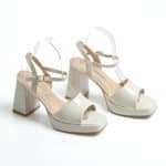 Off-White Glossy Statement Heels - Image 3
