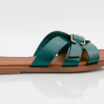 Teal Buckle Slide Sandals