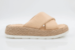 Beige Woven Cross-Strap Platform Sandals - Image 2