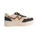 Chunky Beige Trainers with Wild Print Twist