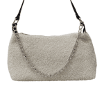 Faux-Fur Shoulder Bag with Silver Chain Accent
