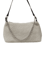 Faux-Fur Shoulder Bag with Silver Chain Accent - Image 3