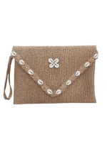 Minimal Natural Raffia Clutch with Wrist Strap - Image 2