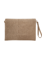 Minimal Natural Raffia Clutch with Wrist Strap - Image 3