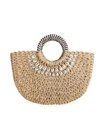 Island Vibes, Straw Tote with Cowrie Shell Accents