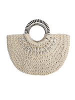 Island Vibes, Straw Tote with Cowrie Shell Accents - Image 2