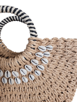 Island Vibes, Straw Tote with Cowrie Shell Accents - Image 6