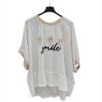 Oversized White “Smile” T-Shirt with Gold Palm Detail – Casual Chic Summer Top