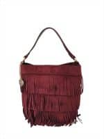 Statement Burgundy Bag with Layers of Fringe