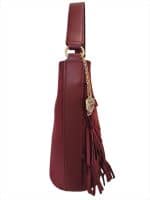 Statement Burgundy Bag with Layers of Fringe - Image 4