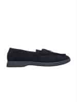 Black Suede Loafers with Gold Minimal Hardware - Image 2