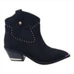 Cowboy Style Suede Boots with Gold Metallic Accents
