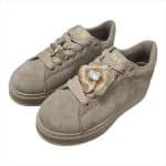 Taupe Velvet Effect Sneakers with Removable Jewel Embellishments - Image 5