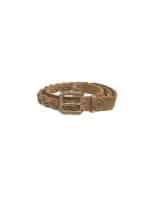 Braided Beige Suede Belt with Gold Buckle