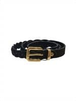 Braided Black Suede Belt with Gold Buckle - Image 2