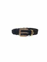 Braided Black Suede Belt with Gold Buckle - Image 3