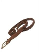 Braided Brown Suede Belt with Gold Buckle - Image 3
