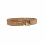 Suede Leather Belt in Sand with Gold Details