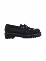 Casual Black Platform Loafers with Metallic Eyelet Accent - Image 2