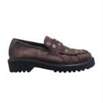 Lug-Sole Platform Loafers in Brown Suede with Metal Grommets