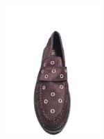 Lug-Sole Platform Loafers in Brown Suede with Metal Grommets - Image 3
