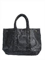 Black Croco Embossed Tote Bag