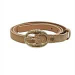 Slim Suede Belt in Beige – Gold Buckle