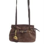 Chic Brown Handbag with Chain Accent