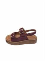 Casual Platform Sandals in Deep Burgundy with Adjustable Straps