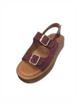 Casual Platform Sandals in Deep Burgundy with Adjustable Straps - Image 3