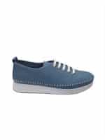 Lightweight Blue Platform Sneakers with Hand Stitch Detail