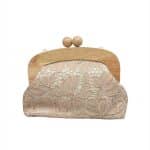 Floral Lace Evening Clutch with Wood Clasp – Soft Glam Statement