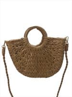 Fan-Shaped Raffia Bag with Crossbody Strap – Modern Boho Icon