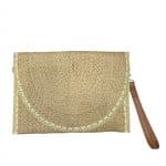Natural Straw Clutch with Wrist Strap – Minimal Summer Envelope Bag