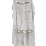 Womens Linen Co-Ord Set – Striped Shirt and Wide Leg Shorts Outfit