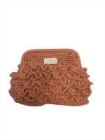 Elegant Brown Crochet Statement Clutch - Image 4