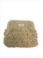Elegant Brown Crochet Statement Clutch - Image 5