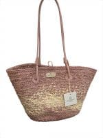 Blush Raffia Beach Tote Bag - Image 3
