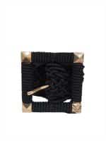 Black Braided Belt with Square Gold Buckle - Image 2