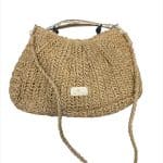 Chic Raffia Shoulder Bag with Gold Handle