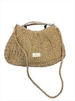 Chic Raffia Shoulder Bag with Gold Handle - Image 2