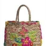 Embroidered Straw Tote with Colorful Florals – Vibrant Summer Statement