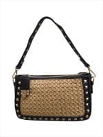 Edgy Chic Woven Baguette with Gold Studs - Image 2